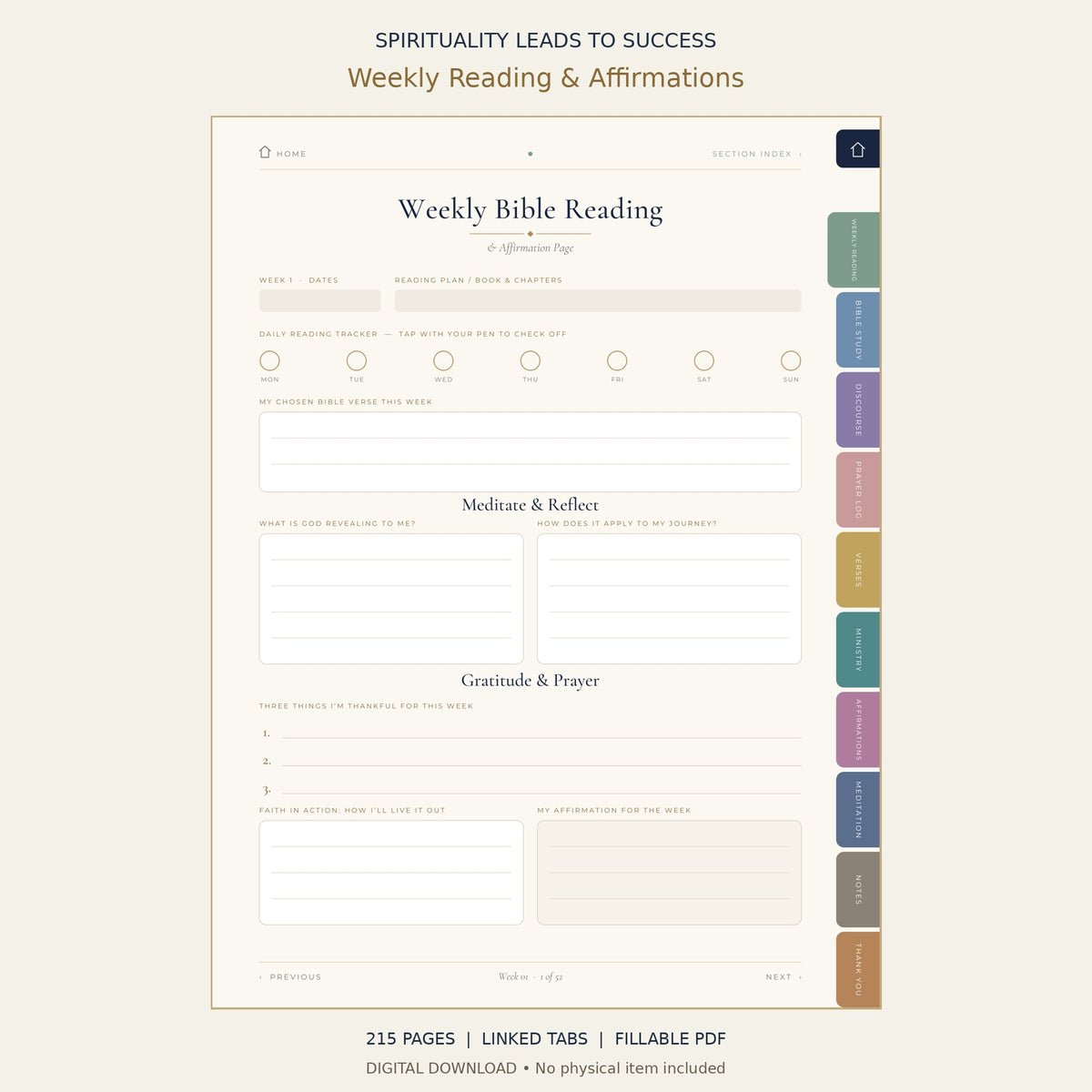 Spirituality Leads to Success — Digital Bible Journey | Fillable PDF