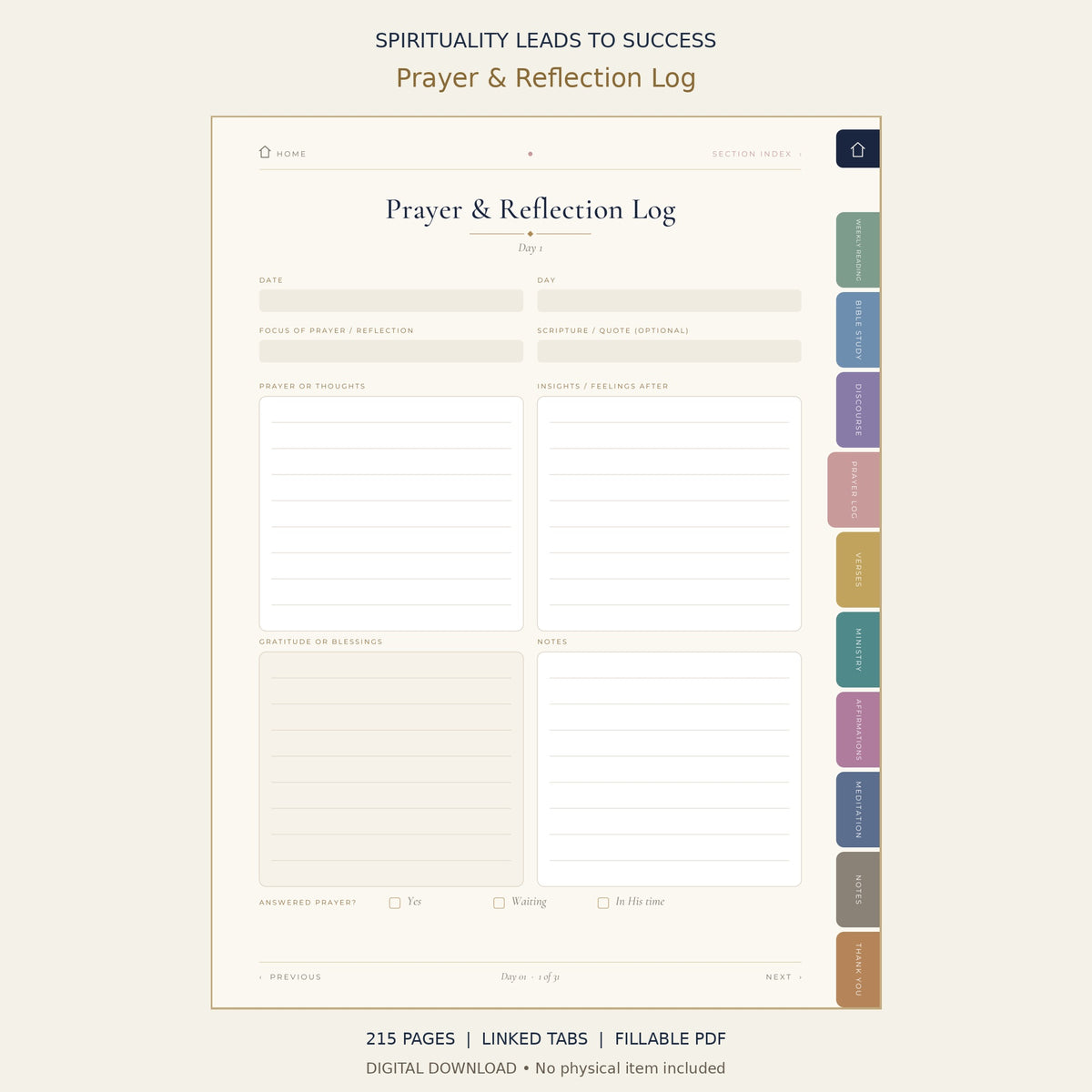 Spirituality Leads to Success — Digital Bible Journey | Fillable PDF