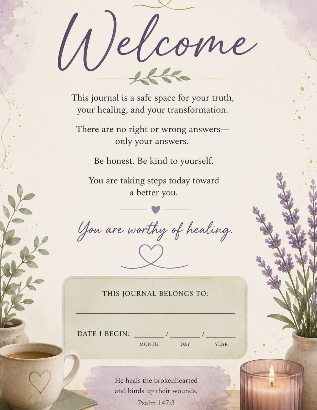 A Journey Back to You – 6-Month Healing Journal -Digital Download