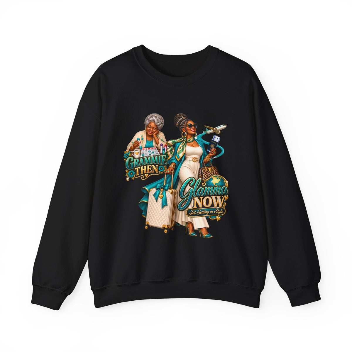Grammie to Glamma | Jet-Setting Grandma Crewneck Sweatshirt –African American  Grandma Glow-Up Collection