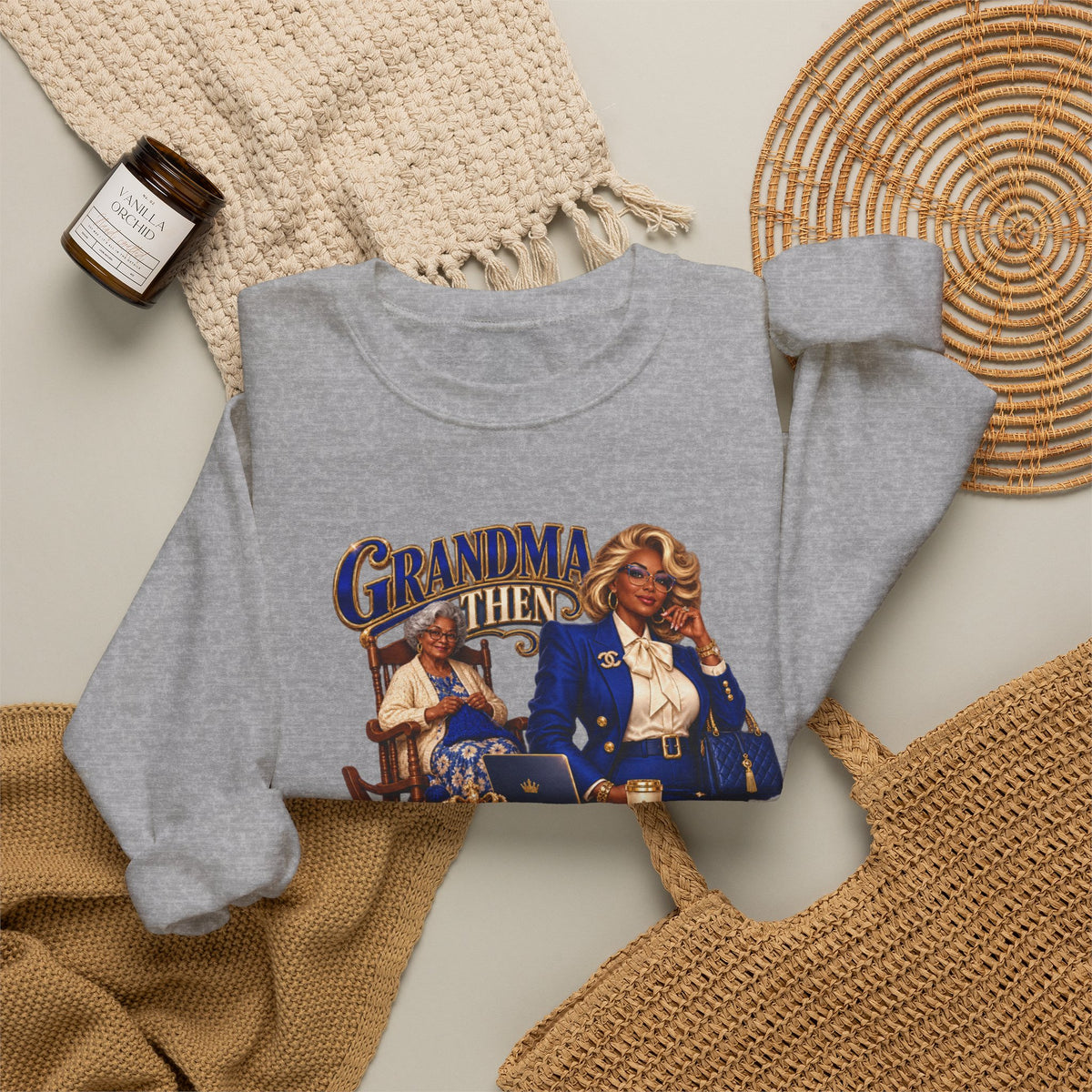 Grandma to MeMe |African American Fabulous Grandma Glow-Up Crewneck Sweatshirt