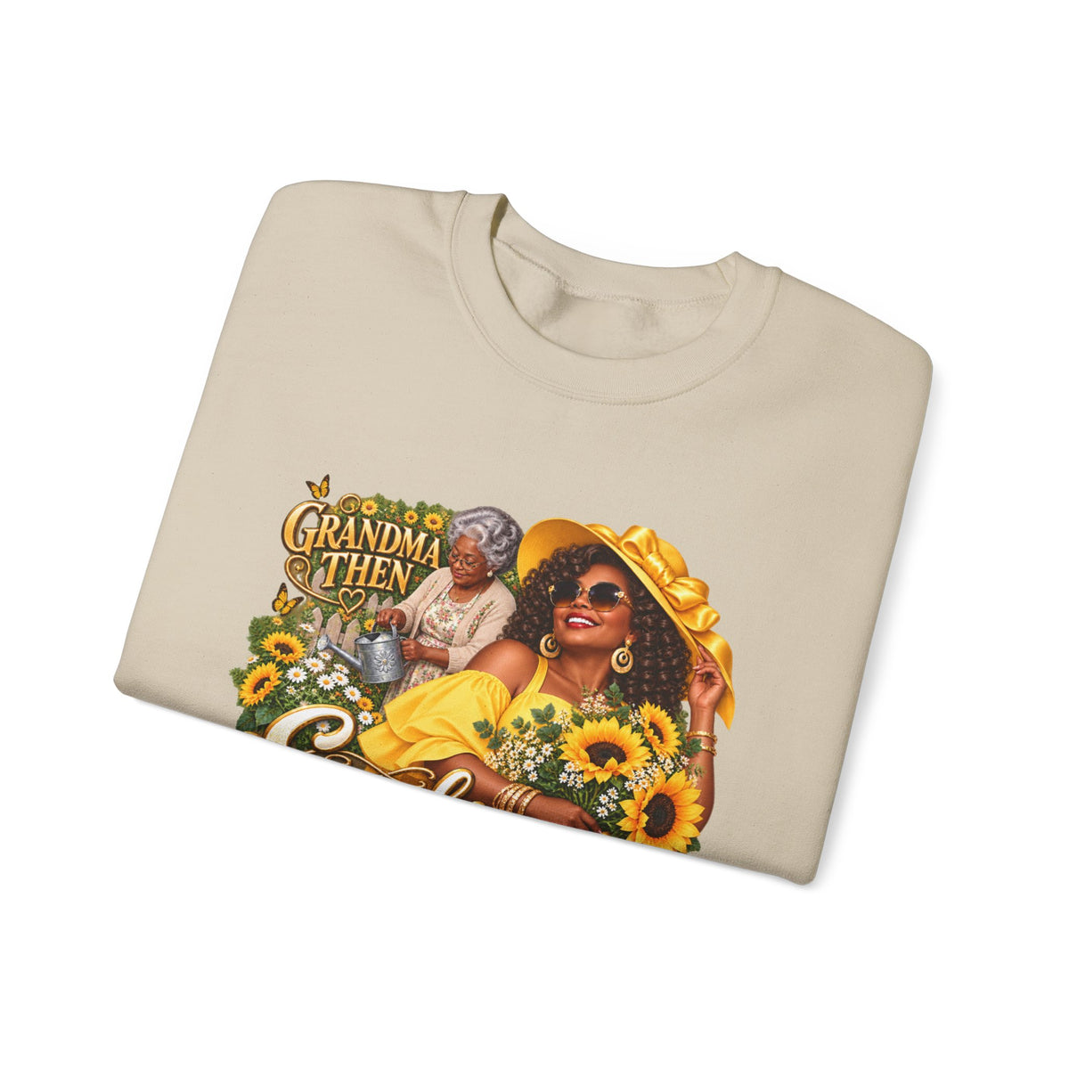 Grandma to Sunshine | African American  Grandma Glow-Up Cozy Crewneck Sweatshirt