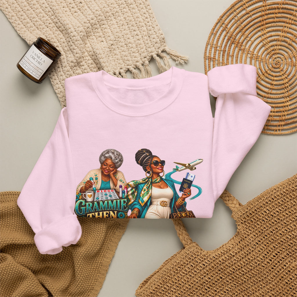 Grammie to Glamma | Jet-Setting Grandma Crewneck Sweatshirt –African American  Grandma Glow-Up Collection
