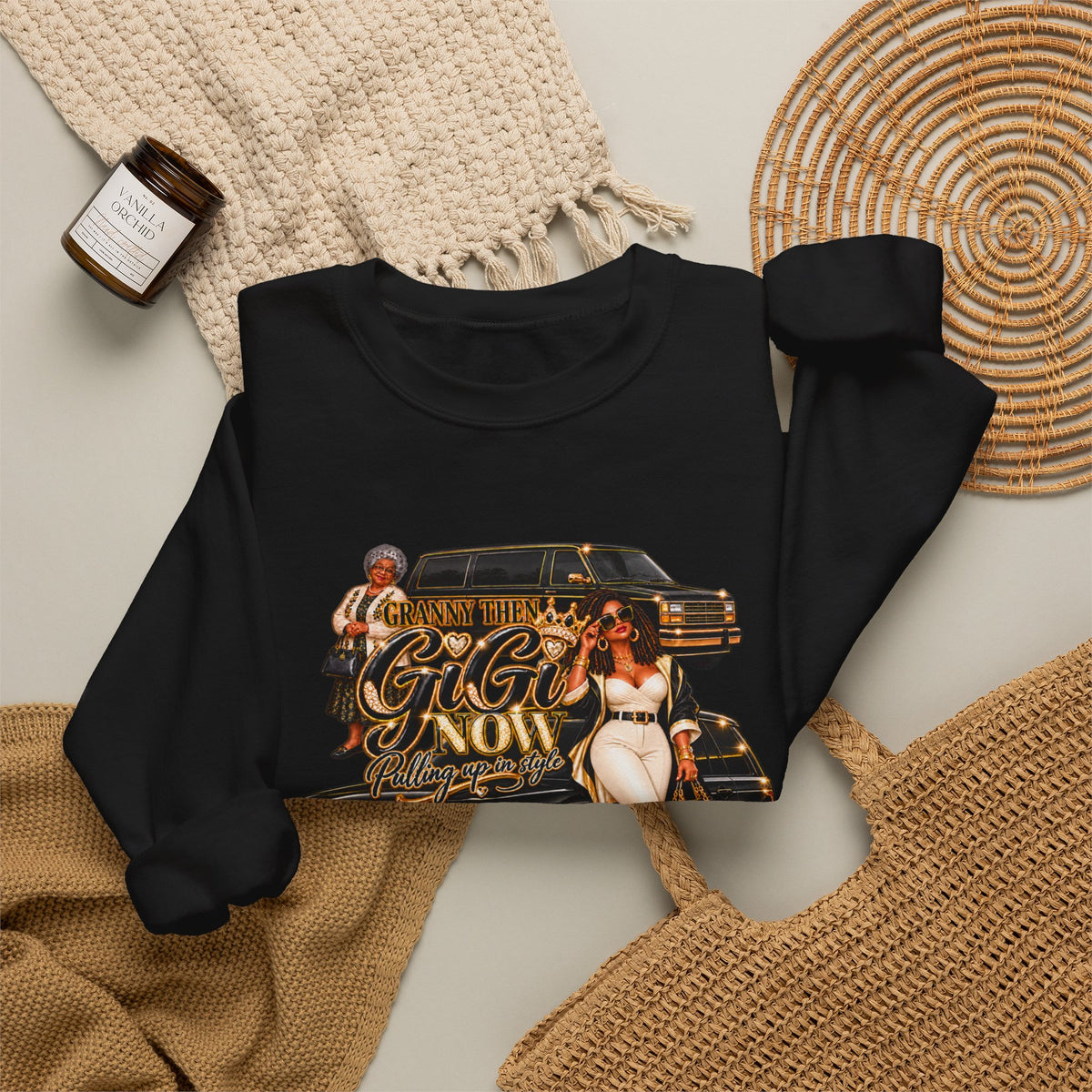 Granny to GiGi | Luxury Lifestyle Crewneck Sweatshirt – African American Grandma Glow-Up Collection