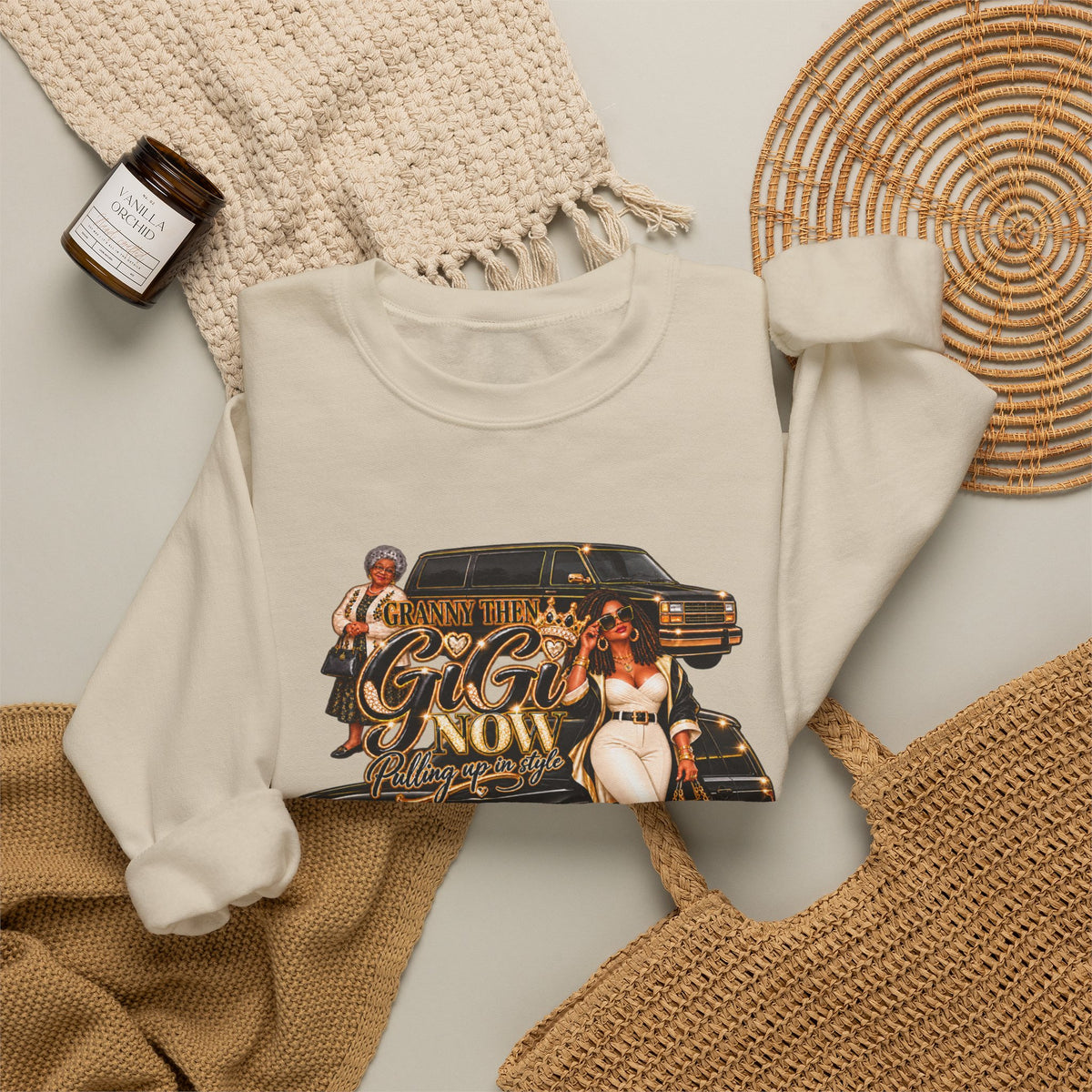Granny to GiGi | Luxury Lifestyle Crewneck Sweatshirt – African American Grandma Glow-Up Collection