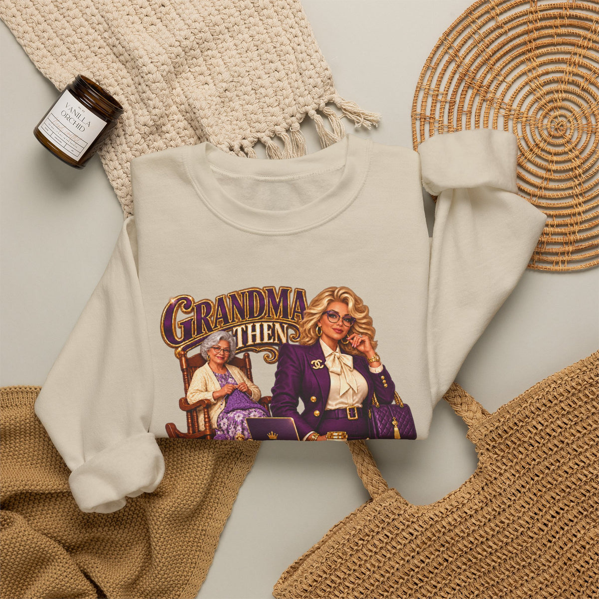 Grandma to MiMi  | Fabulous Grandma Glow-Up Crewneck Sweatshirt