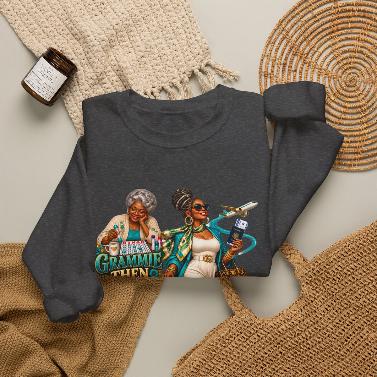 Grammie to Glamma | Jet-Setting Grandma Crewneck Sweatshirt –African American  Grandma Glow-Up Collection
