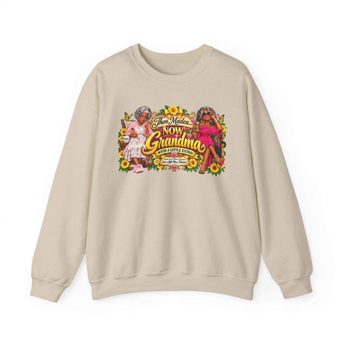 Grandma Golden Glam Crewneck Sweatshirt | Sunflower & Leopard Print | Boss Brand LLC
