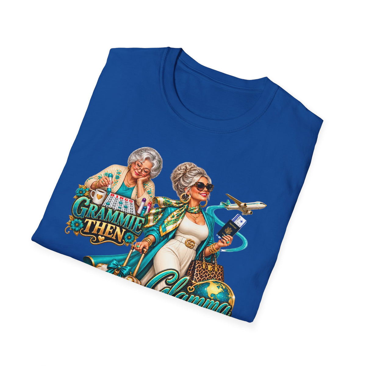 Grammie to Glamma | Jet-Setting Grandma Graphic Tee – Grandma Glow-Up Collection