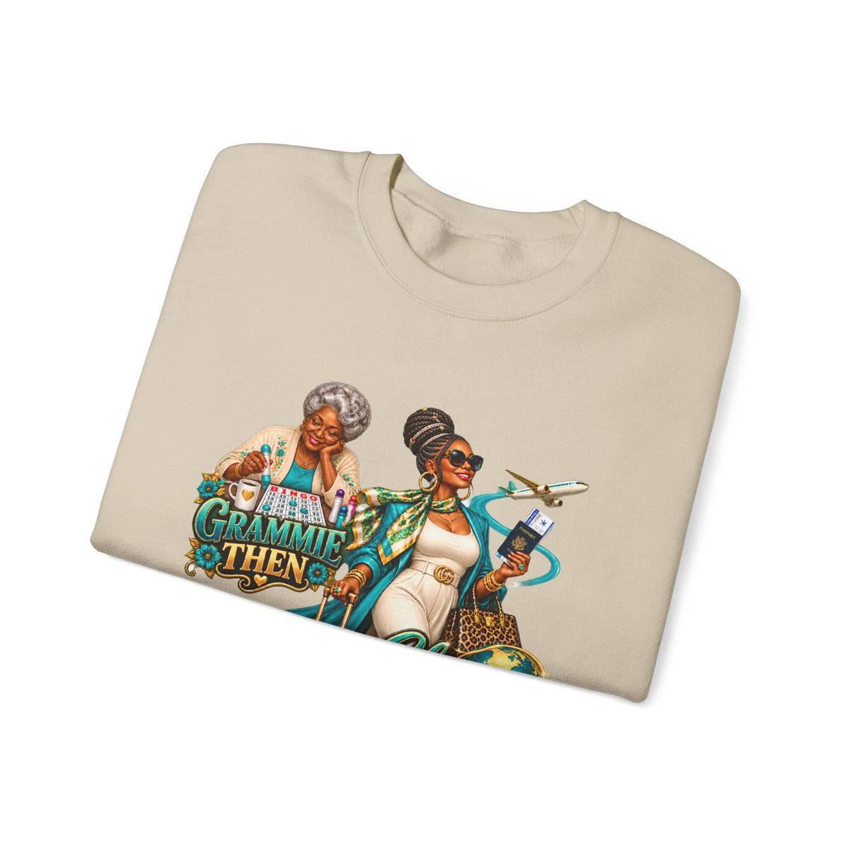 Grammie to Glamma | Jet-Setting Grandma Crewneck Sweatshirt –African American  Grandma Glow-Up Collection