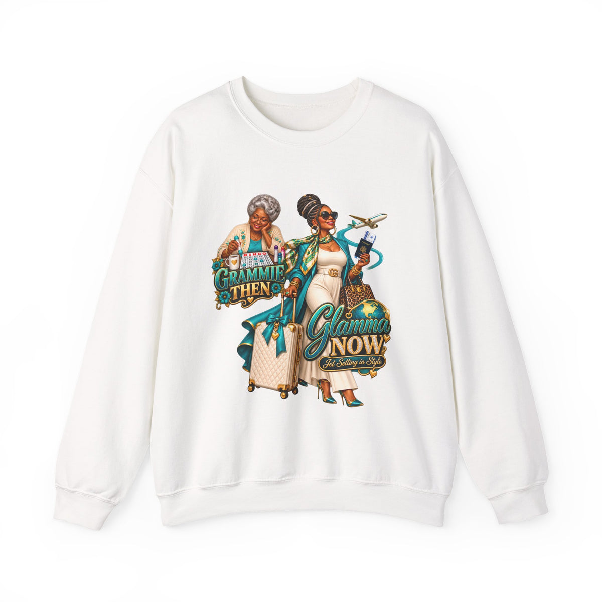 Grammie to Glamma | Jet-Setting Grandma Crewneck Sweatshirt –African American  Grandma Glow-Up Collection