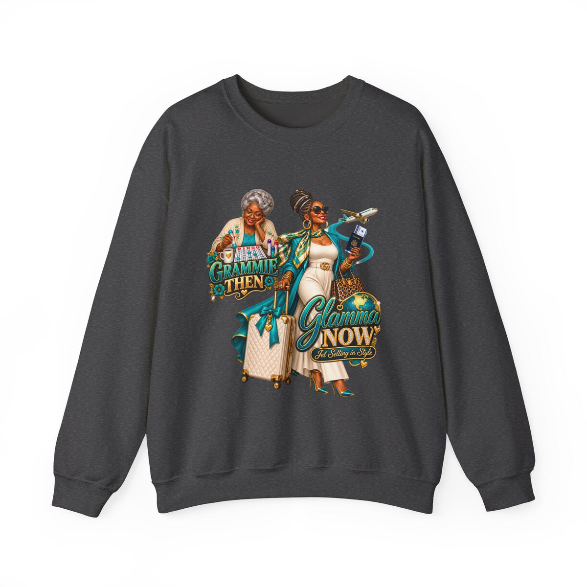 Grammie to Glamma | Jet-Setting Grandma Crewneck Sweatshirt –African American  Grandma Glow-Up Collection