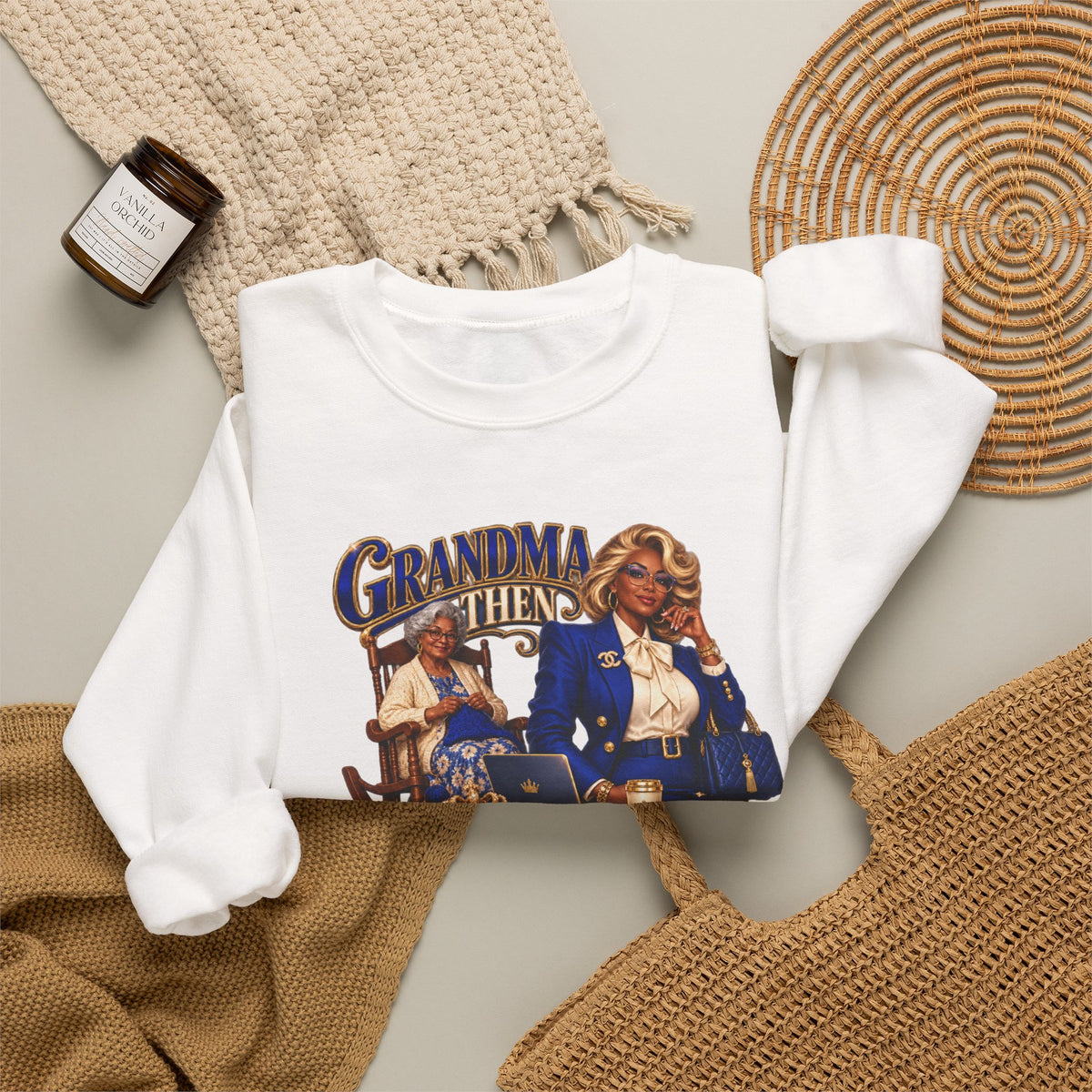 Grandma to MeMe |African American Fabulous Grandma Glow-Up Crewneck Sweatshirt