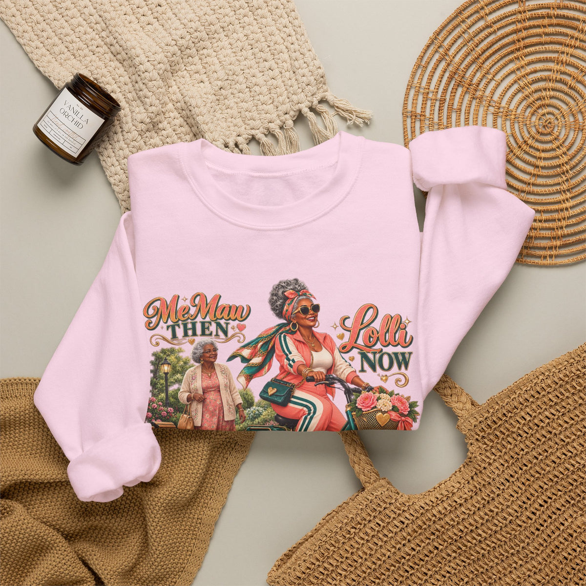 MeMaw to Lolli | Rolling in Style Crewneck Sweatshirt – African American Grandma Glow-Up Collection