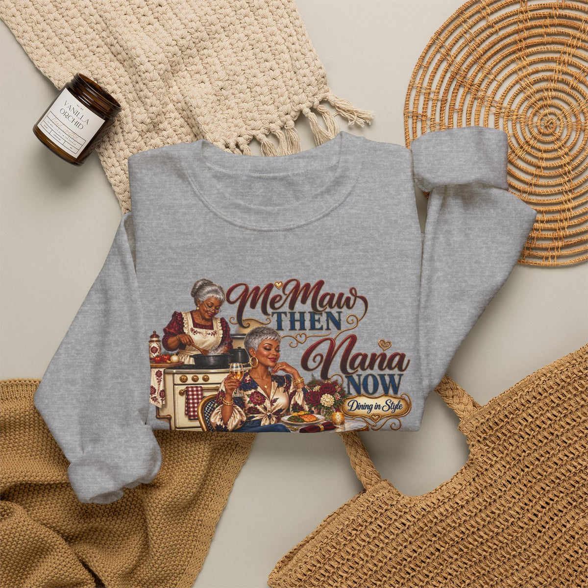 Grandmama to Nana | African American Fabulous Grandma Glow-Up Crewneck Sweatshirt