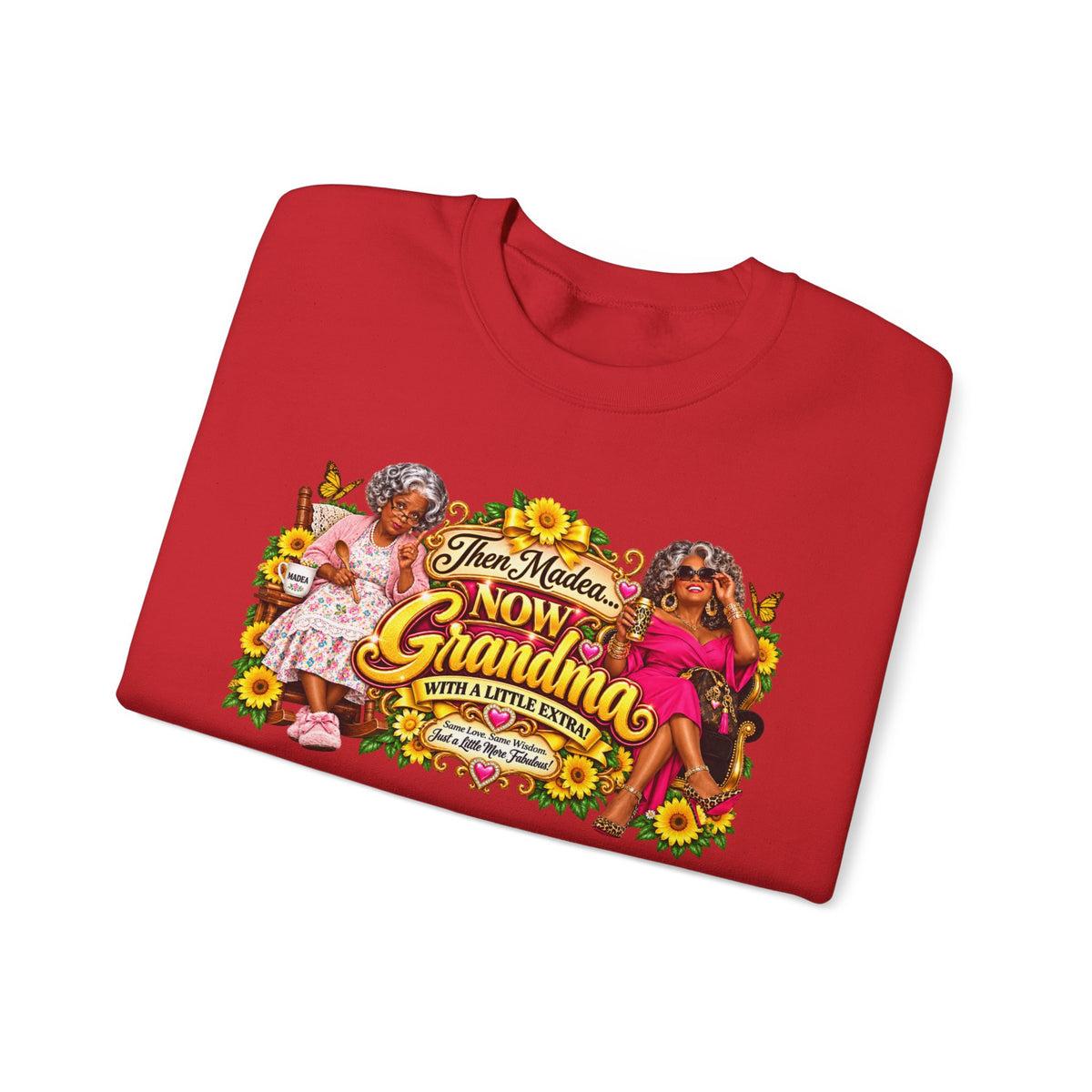 Grandma Golden Glam Crewneck Sweatshirt | Sunflower & Leopard Print | Boss Brand LLC