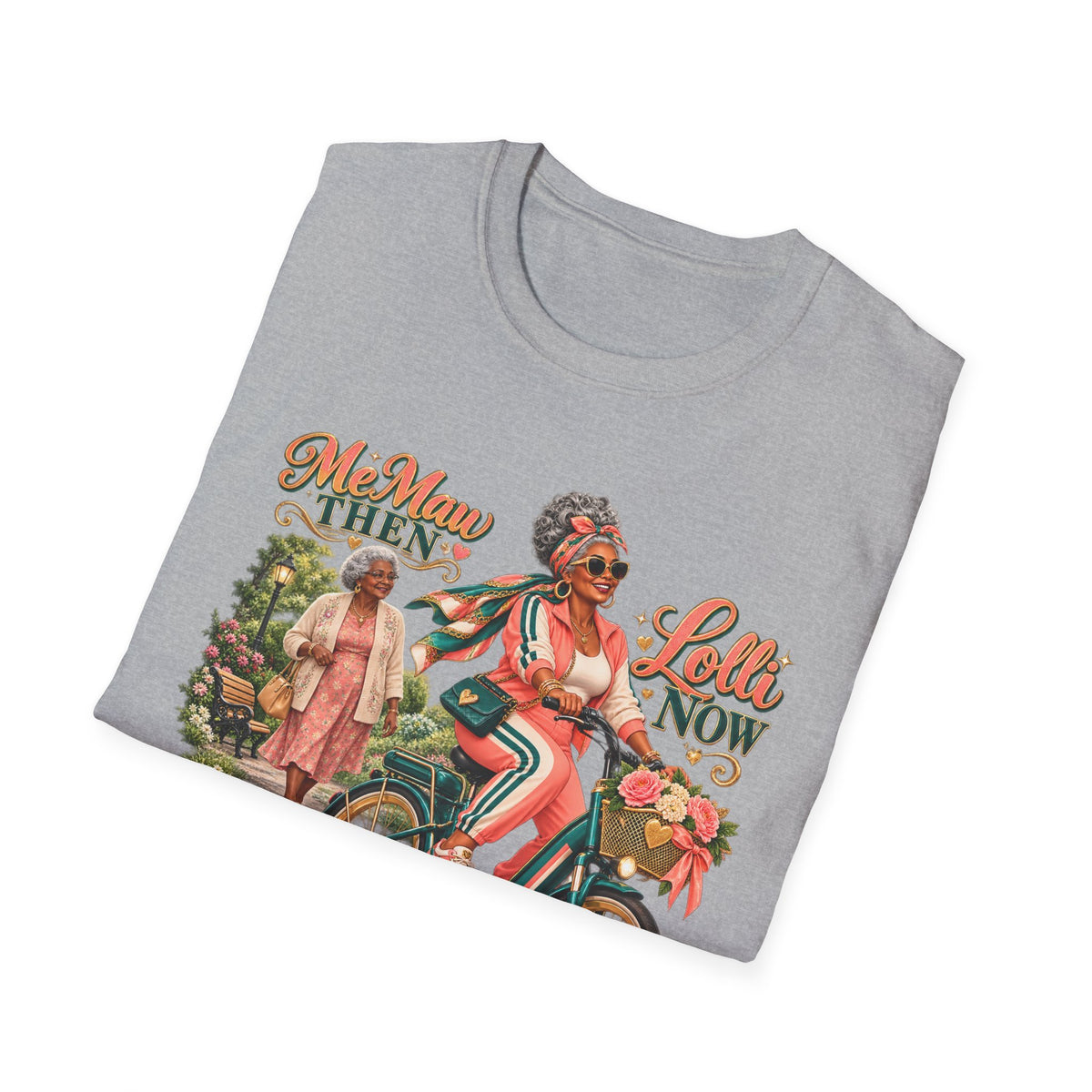 MeMaw to Lolli | Rolling in Style African American Grandma Glow-Up Graphic Tee
