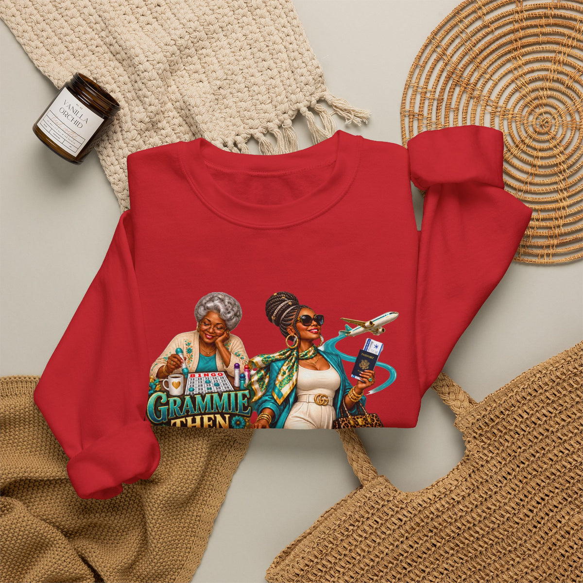 Grammie to Glamma | Jet-Setting Grandma Crewneck Sweatshirt –African American  Grandma Glow-Up Collection