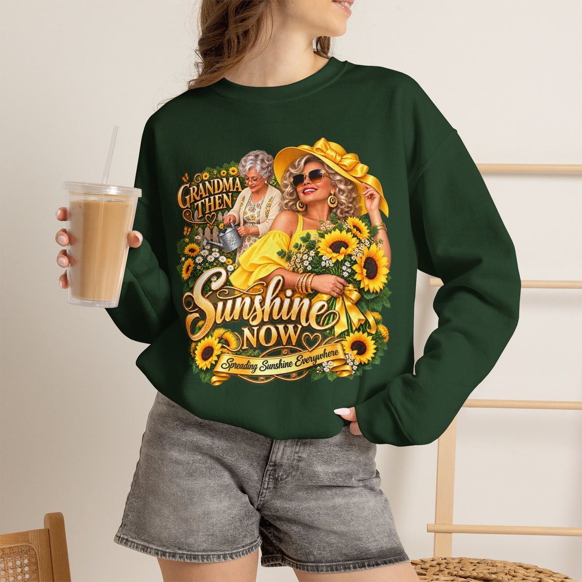 Grandma to Sunshine | Grandma Glow-Up Cozy Crewneck Sweatshirt