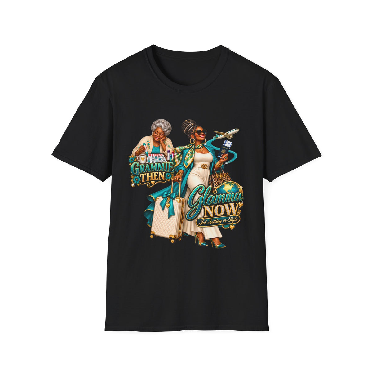 Grammie to Glamma | Jet-Setting Grandma Graphic Tee –African American  Grandma Glow-Up Collection