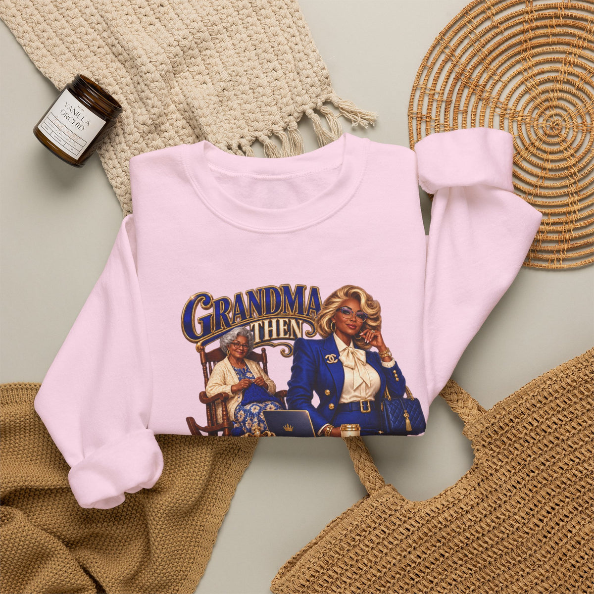 Grandma to MeMe |African American Fabulous Grandma Glow-Up Crewneck Sweatshirt