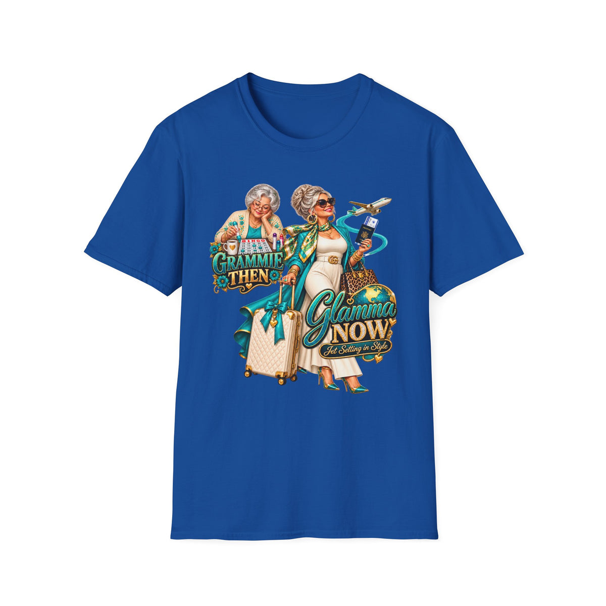 Grammie to Glamma | Jet-Setting Grandma Graphic Tee – Grandma Glow-Up Collection