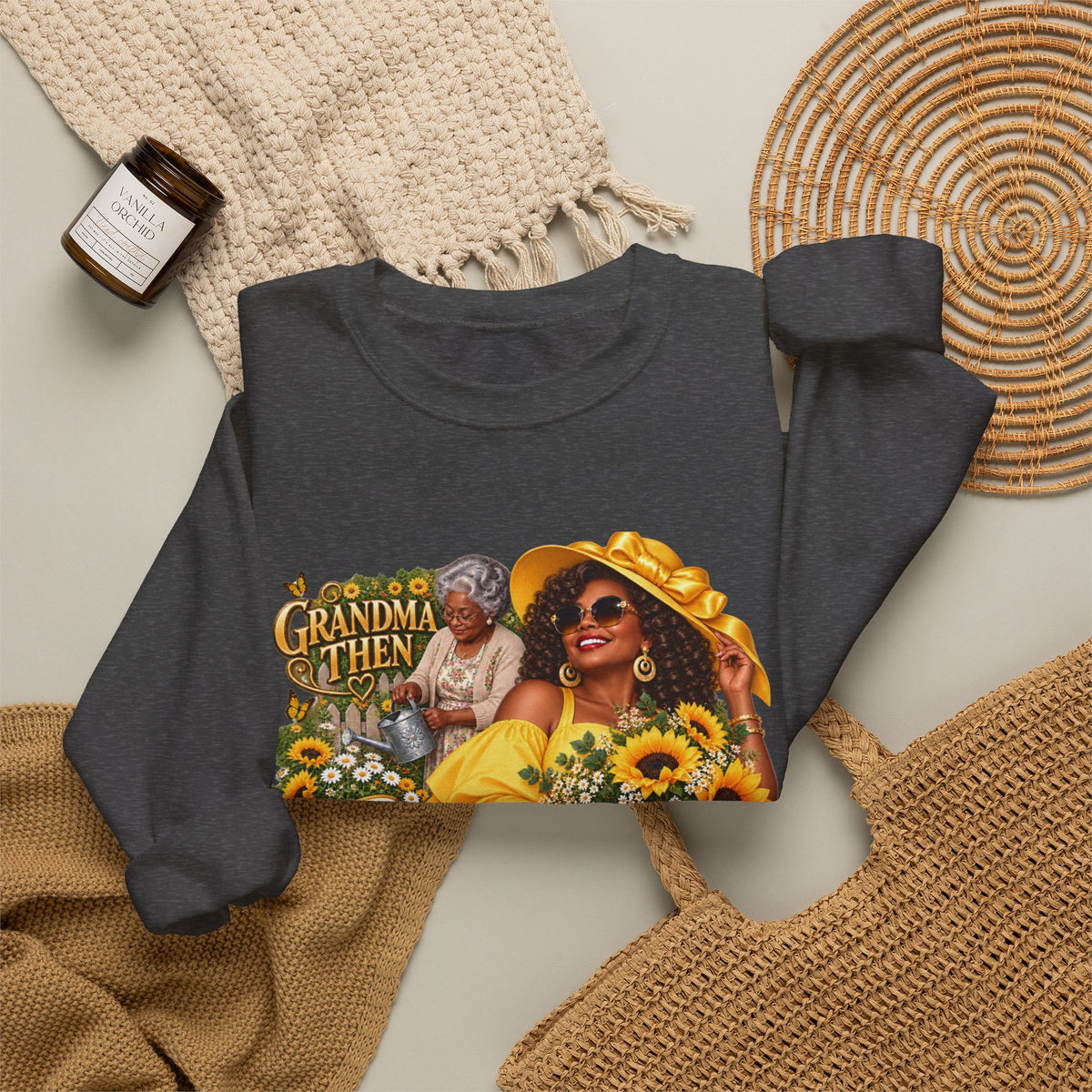 Grandma to Sunshine | African American  Grandma Glow-Up Cozy Crewneck Sweatshirt