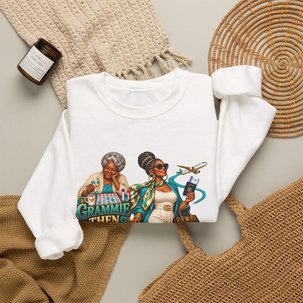 Grammie to Glamma | Jet-Setting Grandma Crewneck Sweatshirt –African American  Grandma Glow-Up Collection