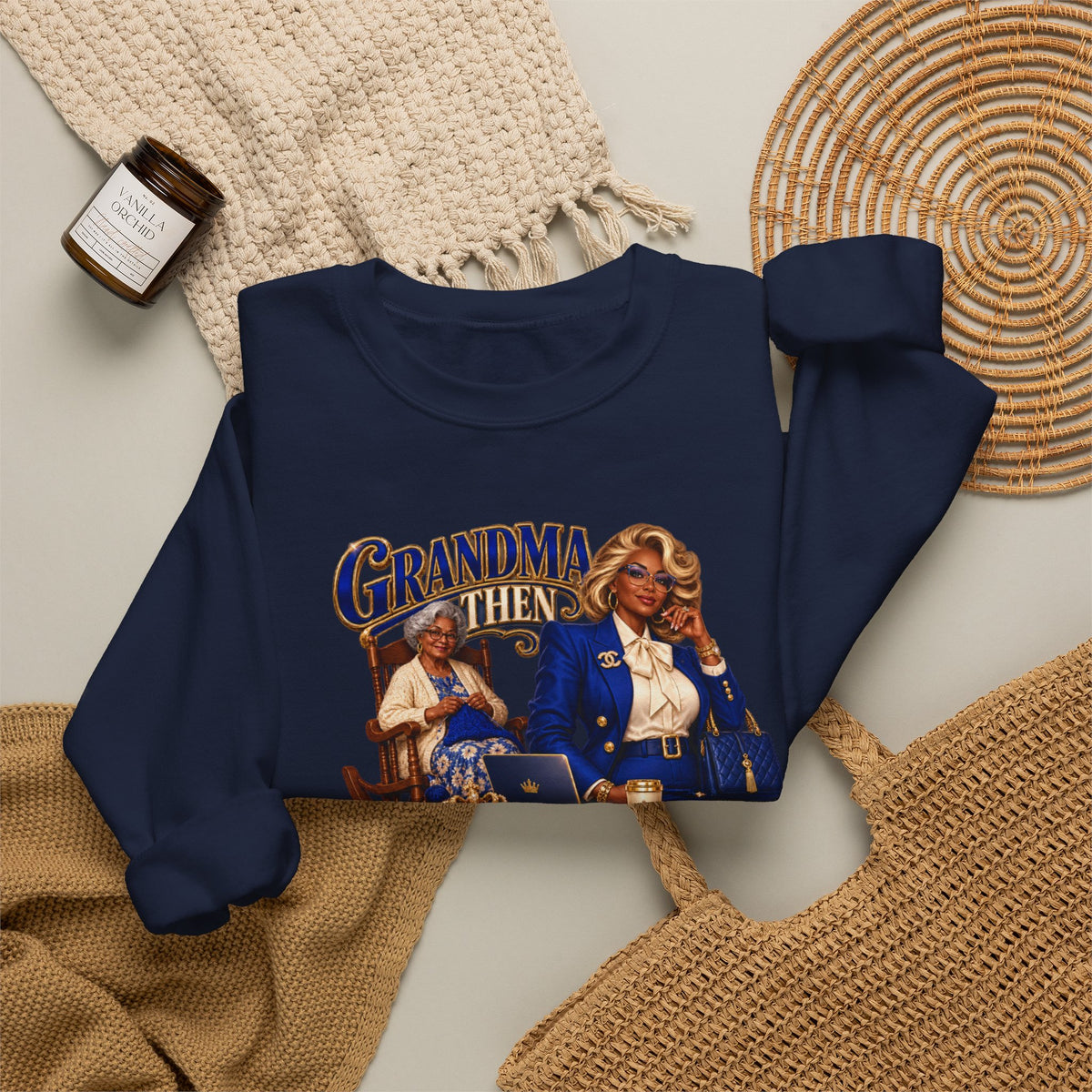 Grandma to MeMe |African American Fabulous Grandma Glow-Up Crewneck Sweatshirt