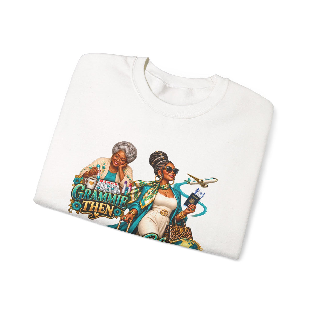 Grammie to Glamma | Jet-Setting Grandma Crewneck Sweatshirt –African American  Grandma Glow-Up Collection