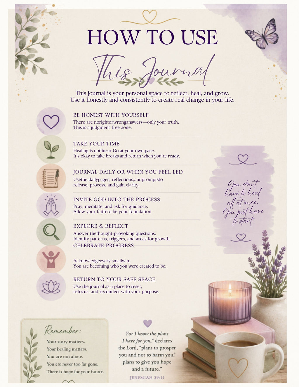 A Journey Back to You – 6-Month Healing Journal -Digital Download