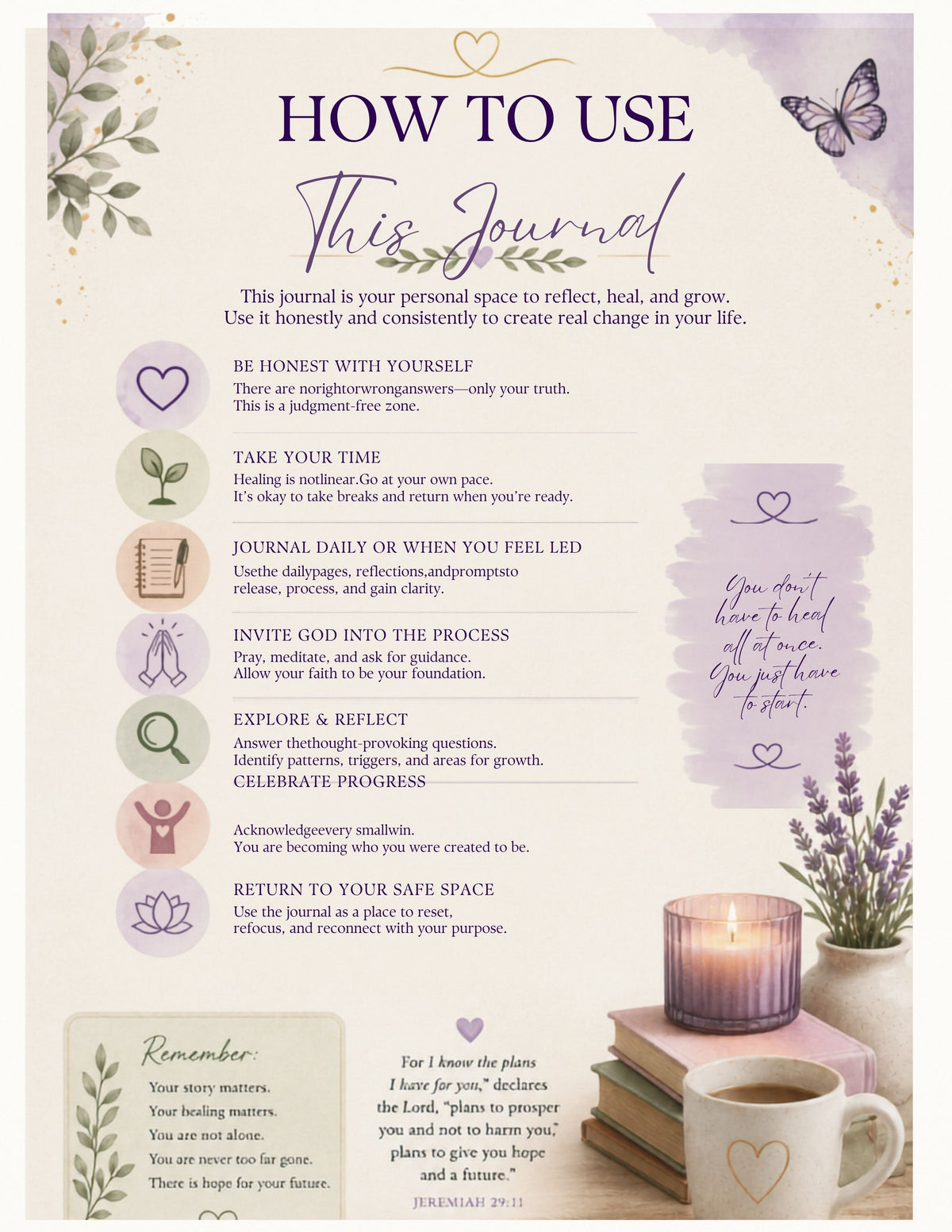 A Journey Back to You – 6-Month Healing Journal -Digital Download