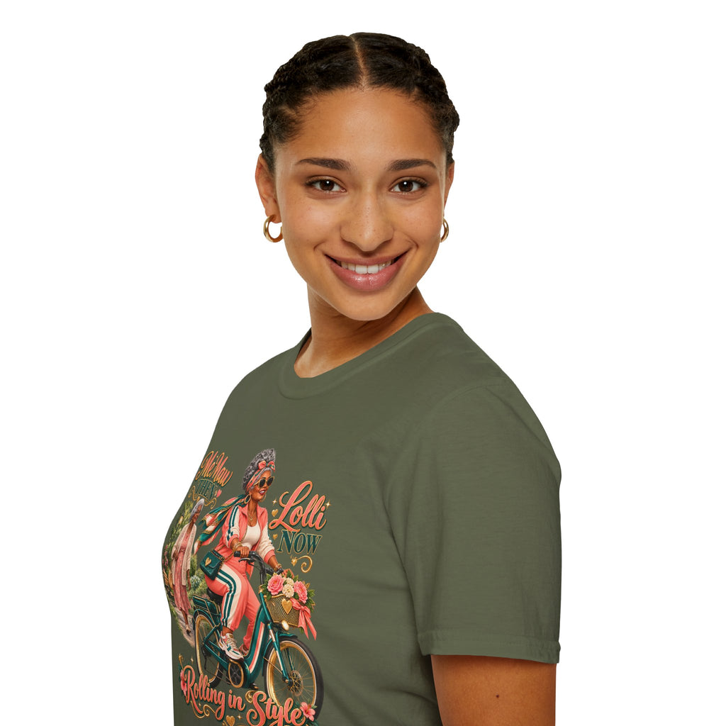 MeMaw to Lolli | Rolling in Style African American Grandma Glow-Up Graphic Tee