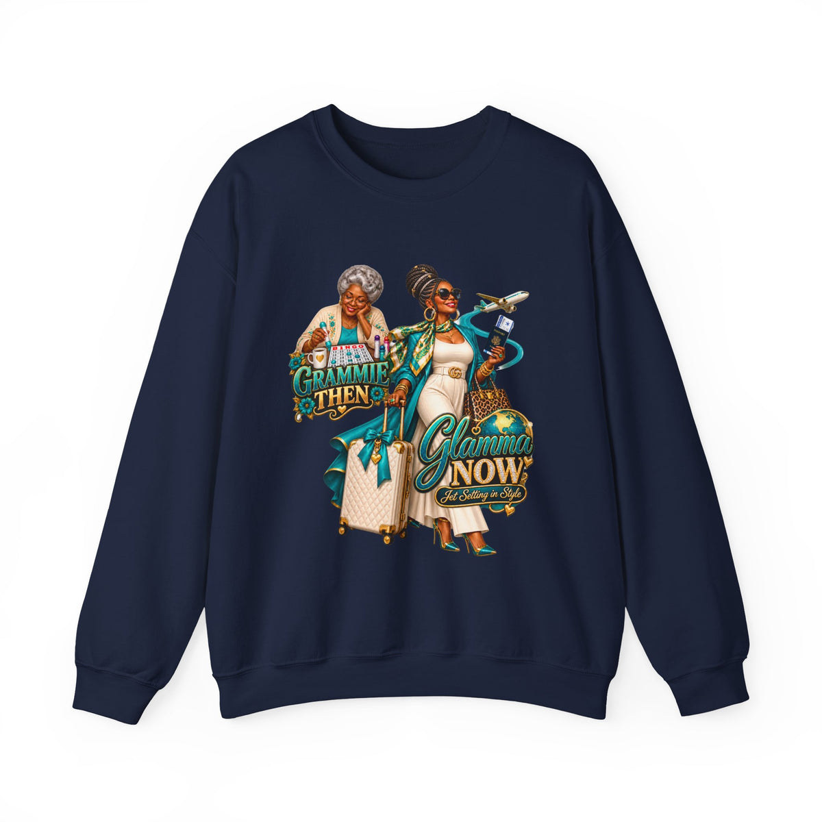 Grammie to Glamma | Jet-Setting Grandma Crewneck Sweatshirt –African American  Grandma Glow-Up Collection