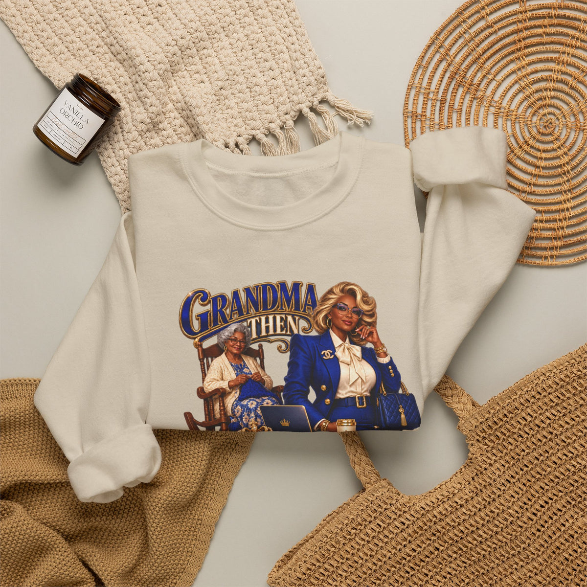 Grandma to MeMe |African American Fabulous Grandma Glow-Up Crewneck Sweatshirt