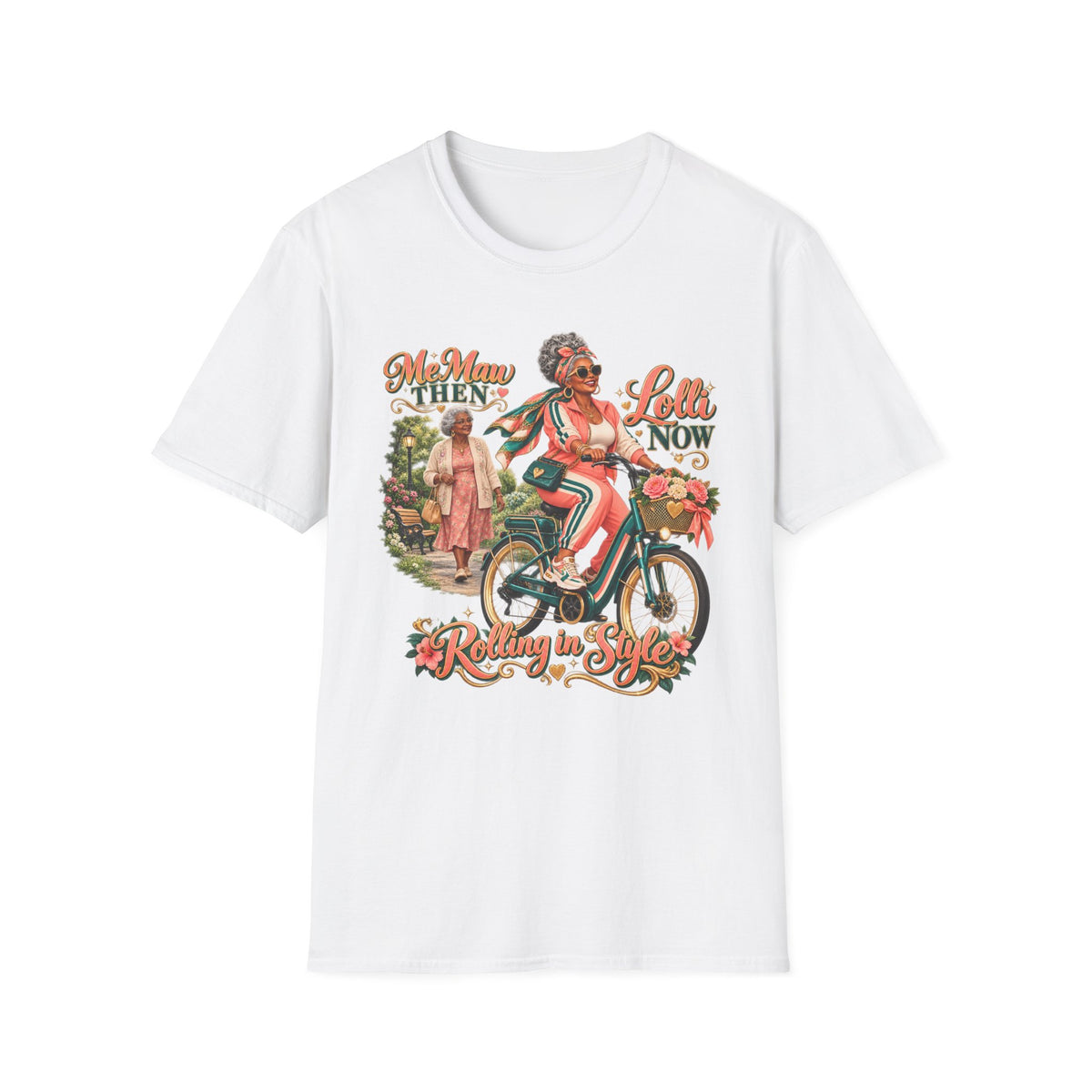 MeMaw to Lolli | Rolling in Style African American Grandma Glow-Up Graphic Tee