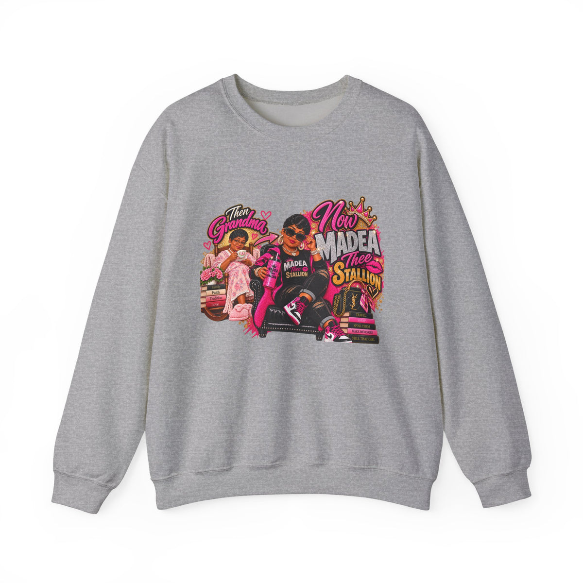 Grandma to Madea thee Stallion | Fabulous Grandma Glow-Up Crewneck Sweatshirt