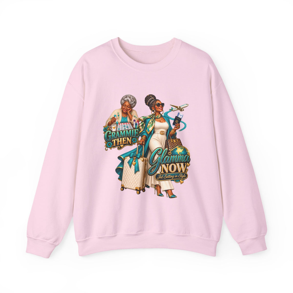 Grammie to Glamma | Jet-Setting Grandma Crewneck Sweatshirt –African American  Grandma Glow-Up Collection