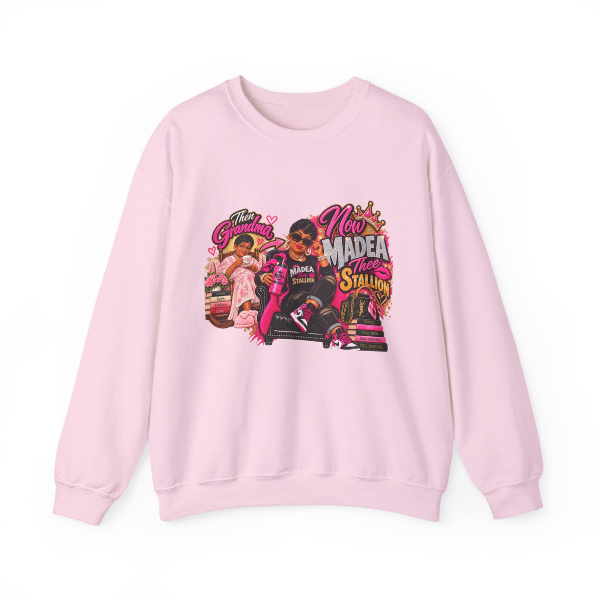 Grandma to Madea thee Stallion | Fabulous Grandma Glow-Up Crewneck Sweatshirt