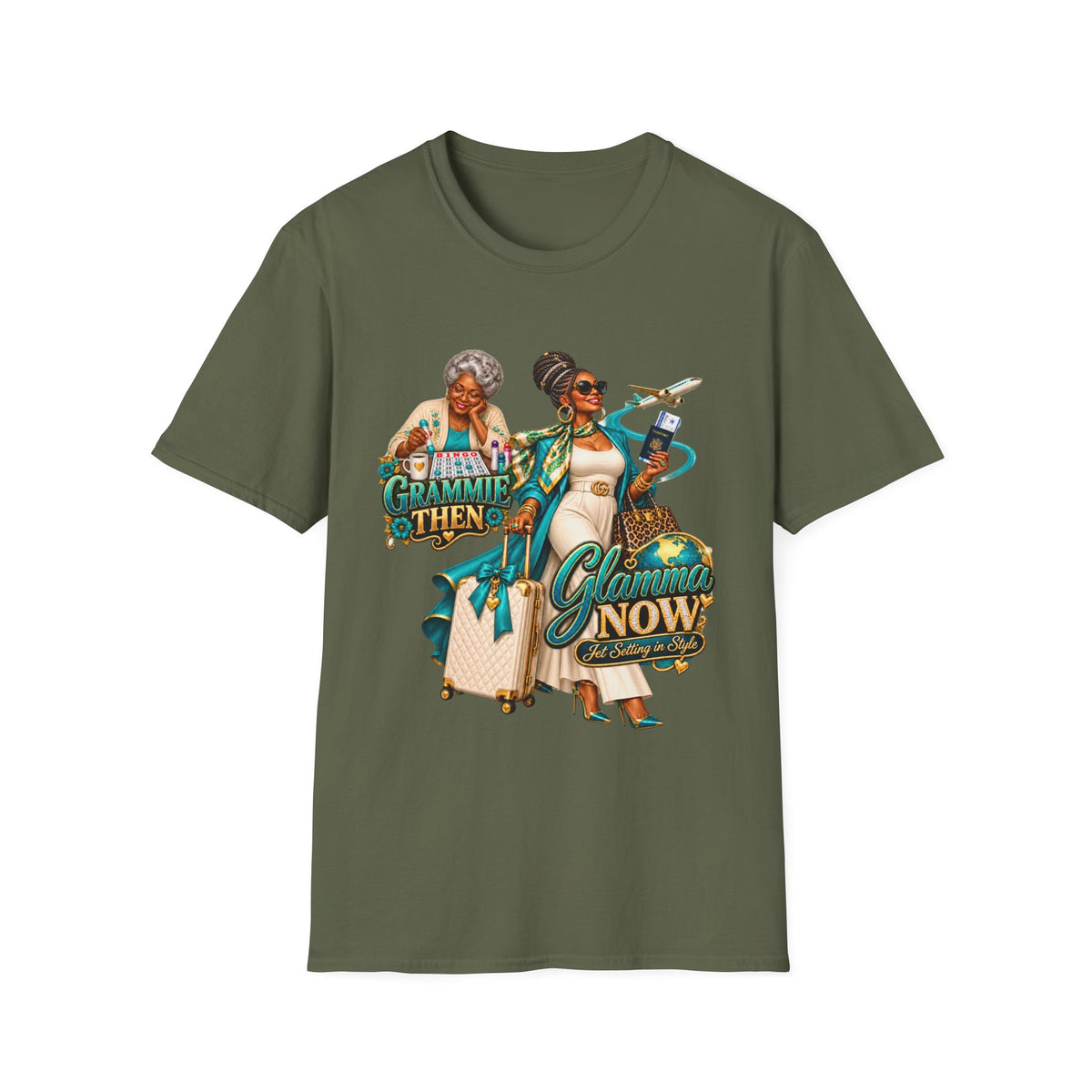 Grammie to Glamma | Jet-Setting Grandma Graphic Tee –African American  Grandma Glow-Up Collection