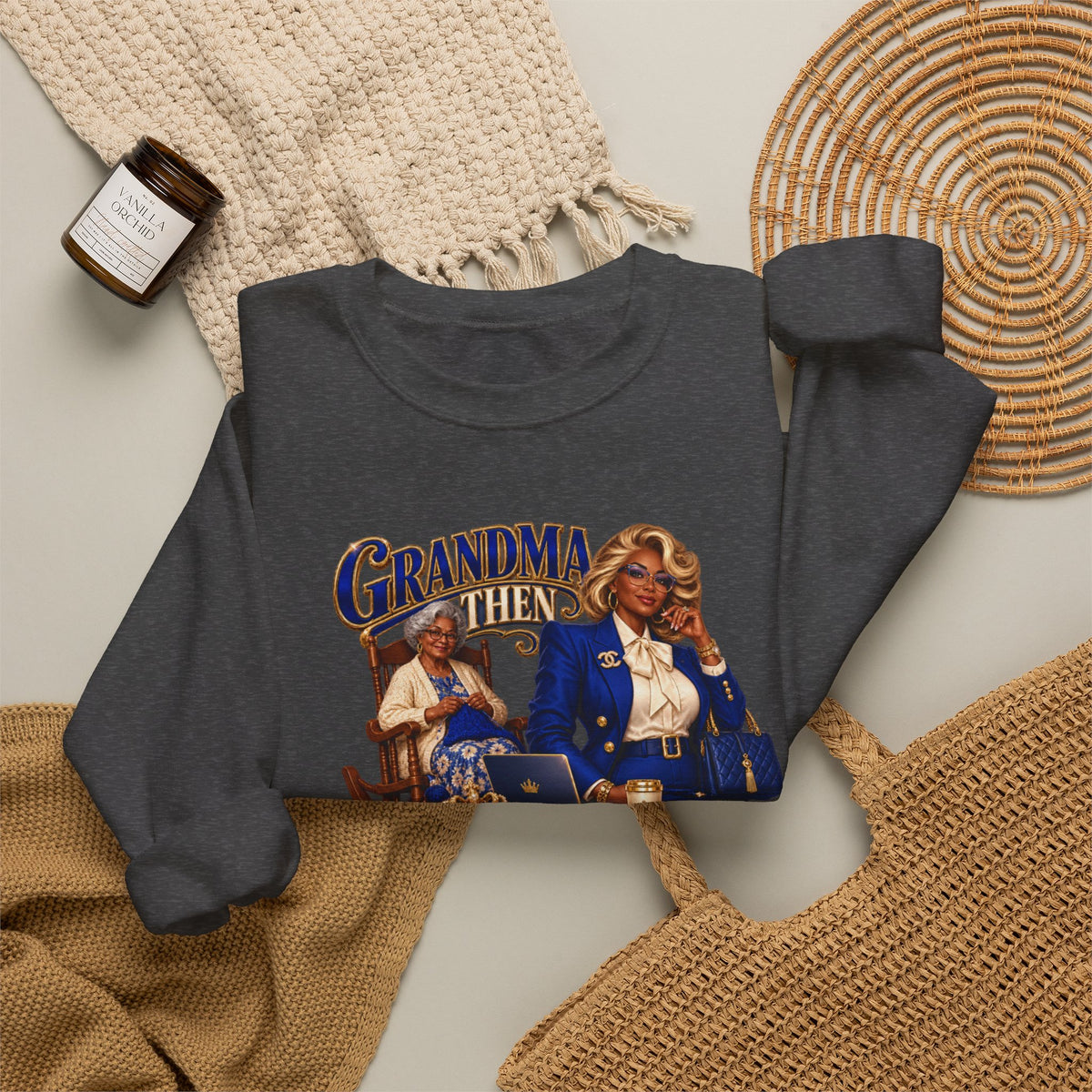 Grandma to MeMe |African American Fabulous Grandma Glow-Up Crewneck Sweatshirt