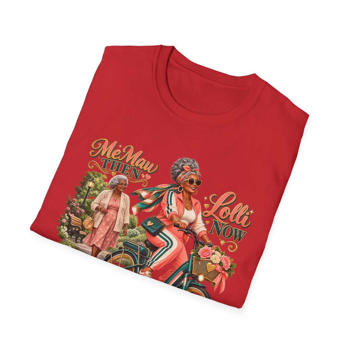 MeMaw to Lolli | Rolling in Style African American Grandma Glow-Up Graphic Tee