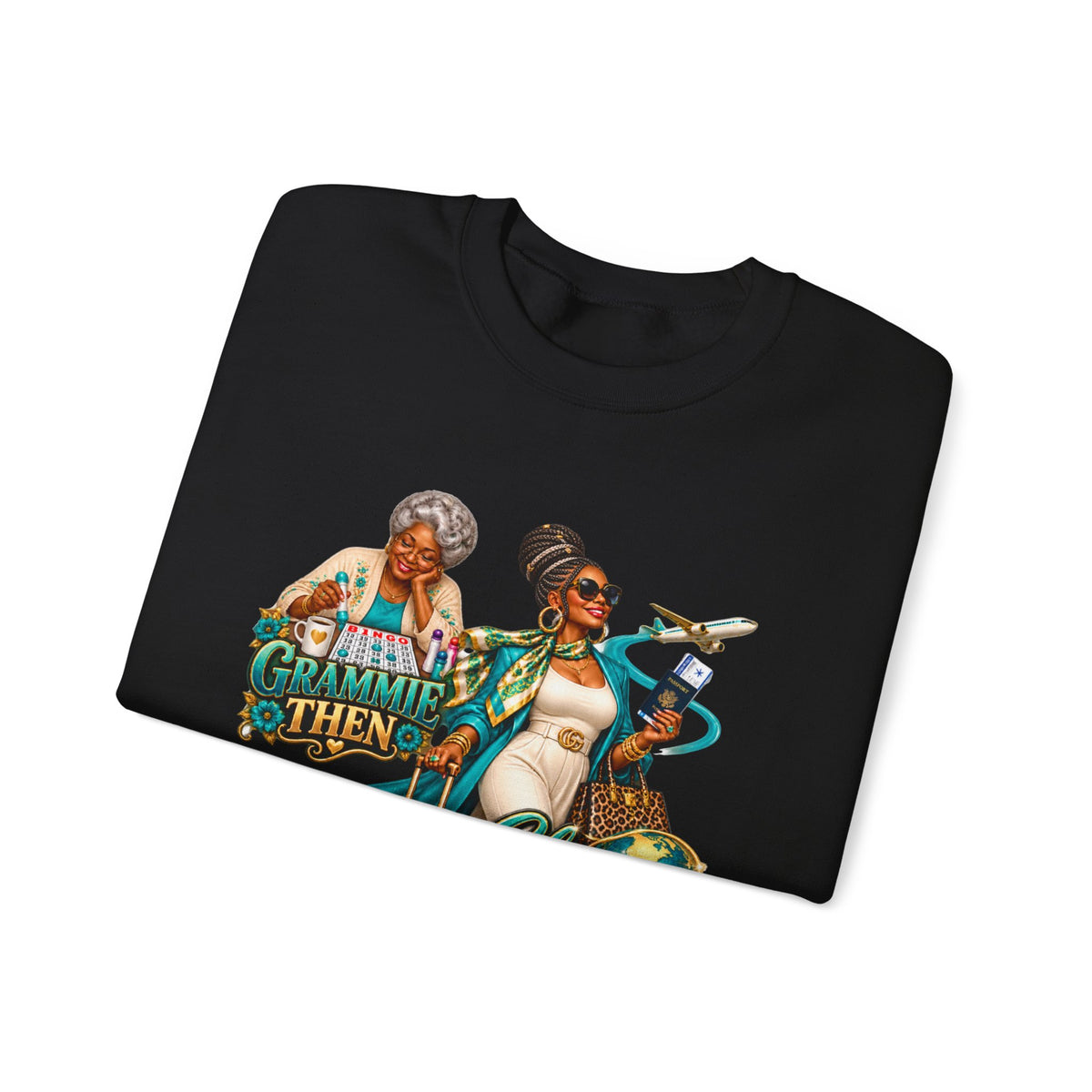 Grammie to Glamma | Jet-Setting Grandma Crewneck Sweatshirt –African American  Grandma Glow-Up Collection