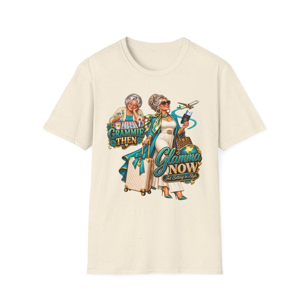 Grammie to Glamma | Jet-Setting Grandma Graphic Tee – Grandma Glow-Up Collection