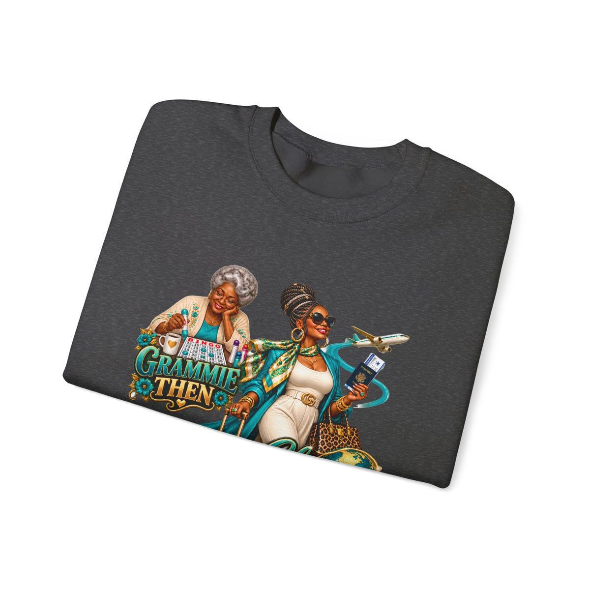 Grammie to Glamma | Jet-Setting Grandma Crewneck Sweatshirt –African American  Grandma Glow-Up Collection