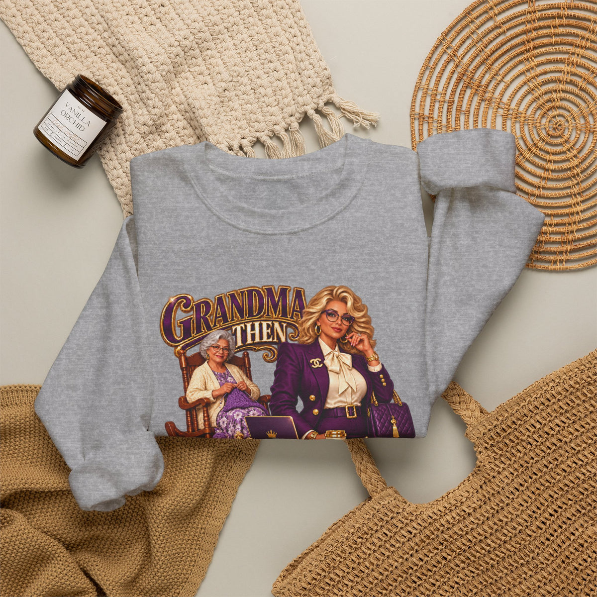 Grandma to MiMi  | Fabulous Grandma Glow-Up Crewneck Sweatshirt