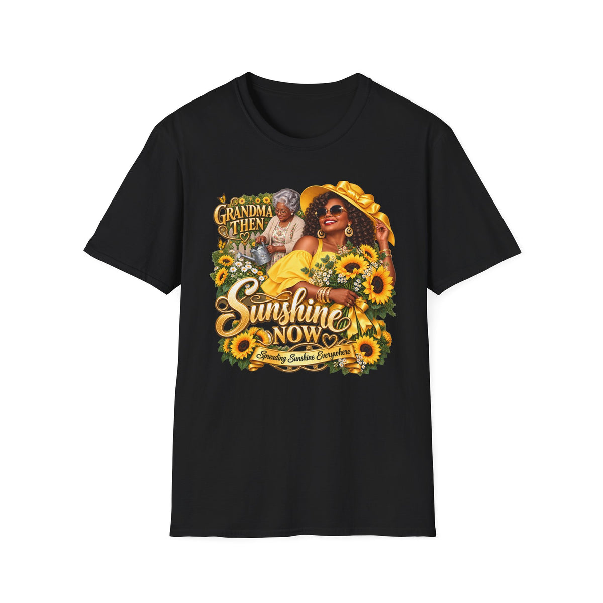 Grandma to Sunshine | African American Grandma Glow-Up Graphic Tee – Sunshine Edition
