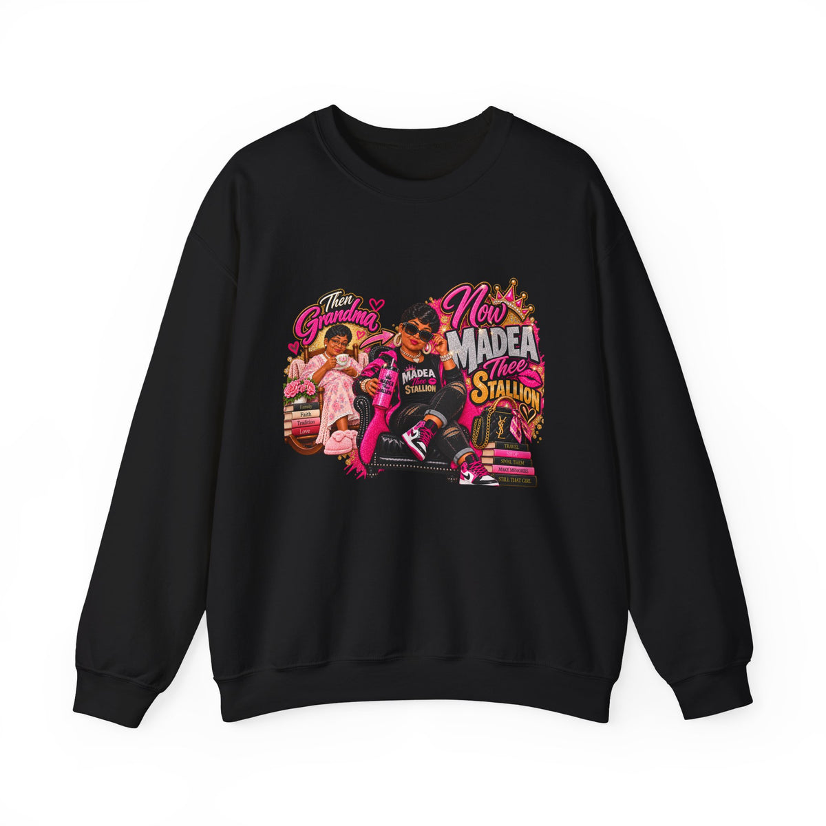 Grandma to Madea thee Stallion | Fabulous Grandma Glow-Up Crewneck Sweatshirt