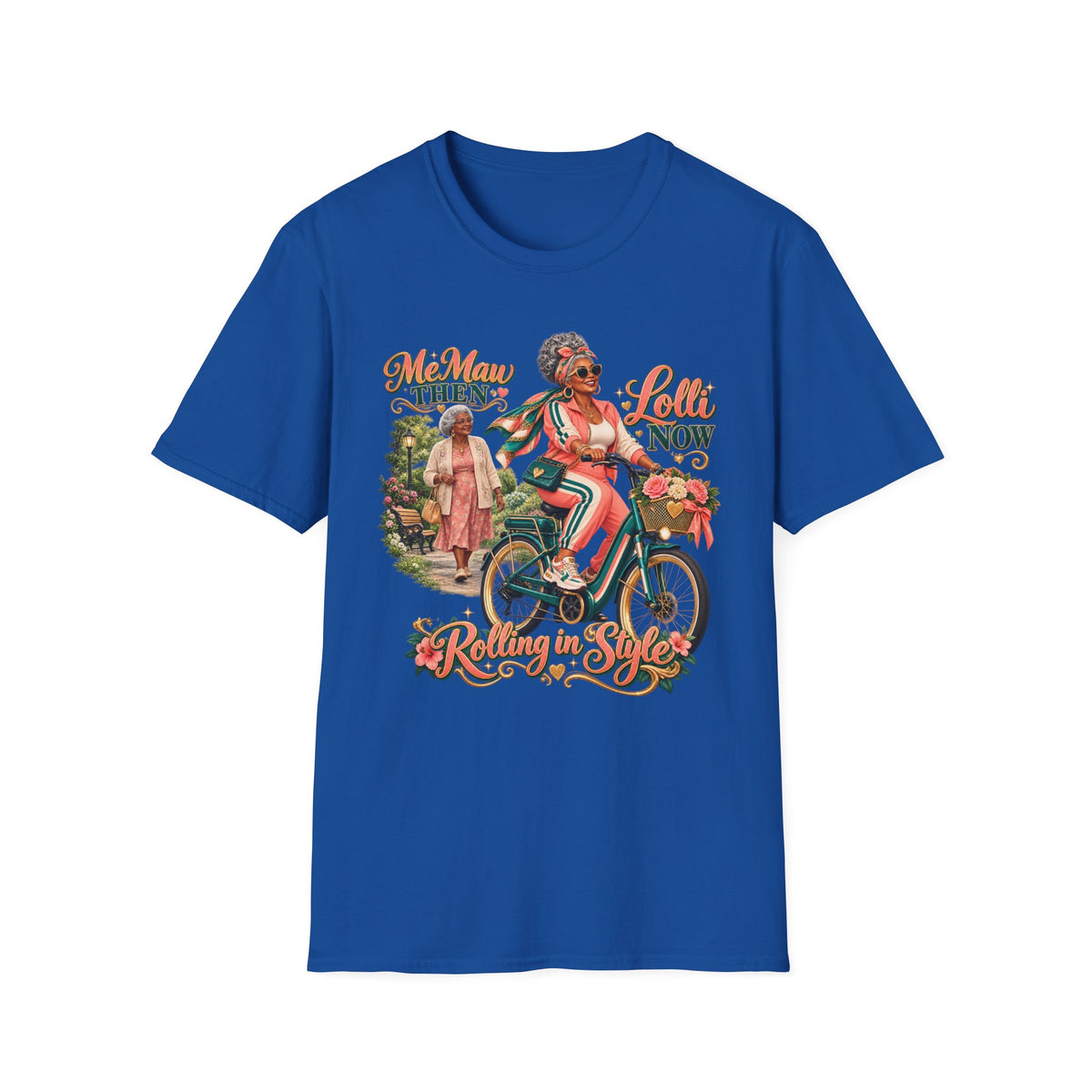 MeMaw to Lolli | Rolling in Style African American Grandma Glow-Up Graphic Tee