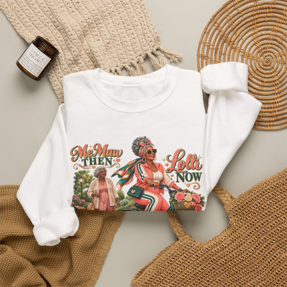 MeMaw to Lolli | Rolling in Style Crewneck Sweatshirt – African American Grandma Glow-Up Collection